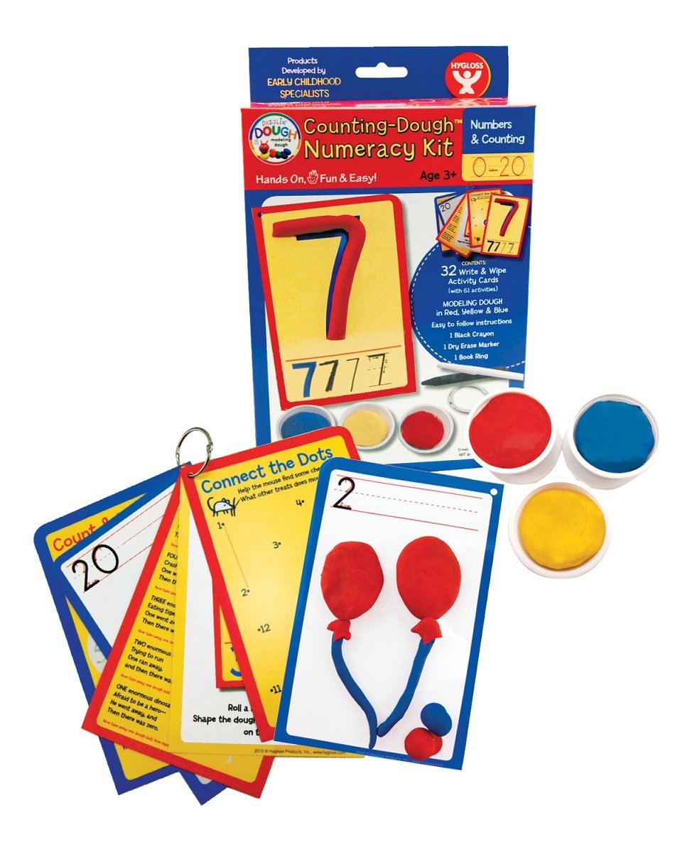 Hygloss Play Dough Numeracy Kit - Numbers 1-20 with 32 Write & Wipe Cards - Fun Math Learning Activity for Kids - Perfect for Preschool & Kindergarten Classrooms