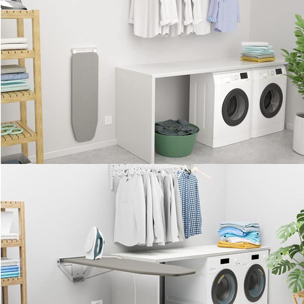 Wall Mounted Folding Ironing Board with Heat Resistant Cover - Professional Home & Hotel Use Space Saving Ironing Solution for Small Apartments & Laundry Rooms
