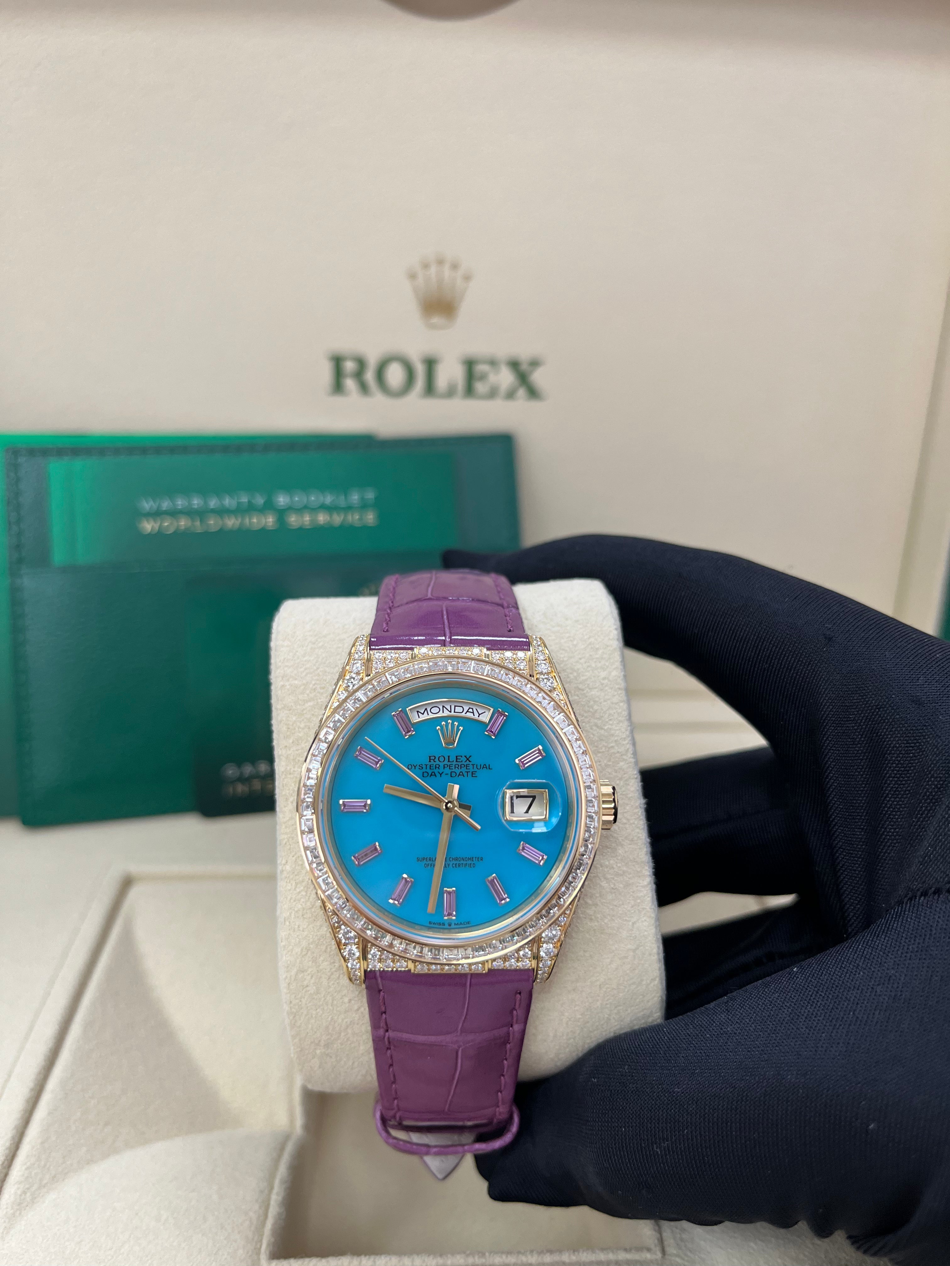 Luxury Rolex Day Date 128458TBR 18K Gold Men's Watch - Perfect for Business, Formal Events & Special Occasions