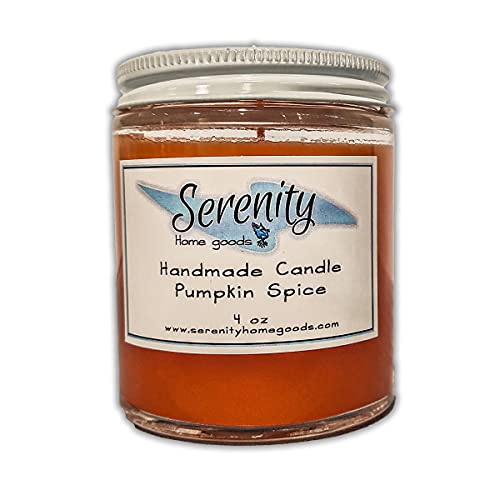 Handmade Scented Candles in 4oz Clear Glass Jar - Pumpkin Spice Aroma - Made in USA | Home Decor, Relaxation, Housewarming Gift & Christmas Present for Cozy Ambiance