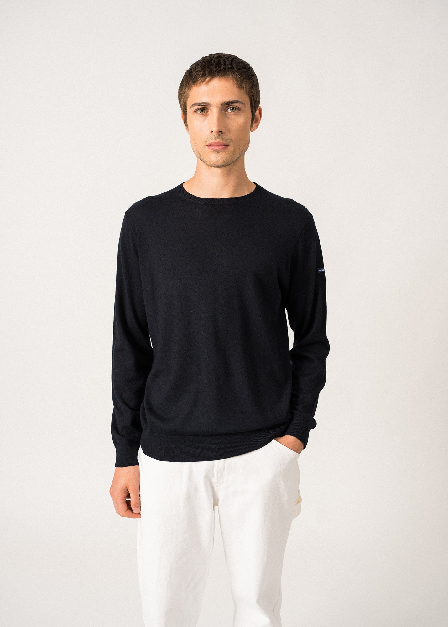 Premium Men's Fine Wool Sweater - TRIESTE Navy Blue Crewneck Pullover | Warm & Soft Winter Knitwear for Office, Travel & Casual Wear