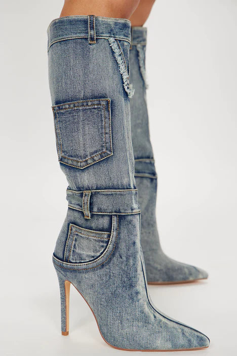 Scarlet Women's Denim Ankle Boots - Stylish Western Cowgirl Boots for Casual Outfits & Country Music Festivals