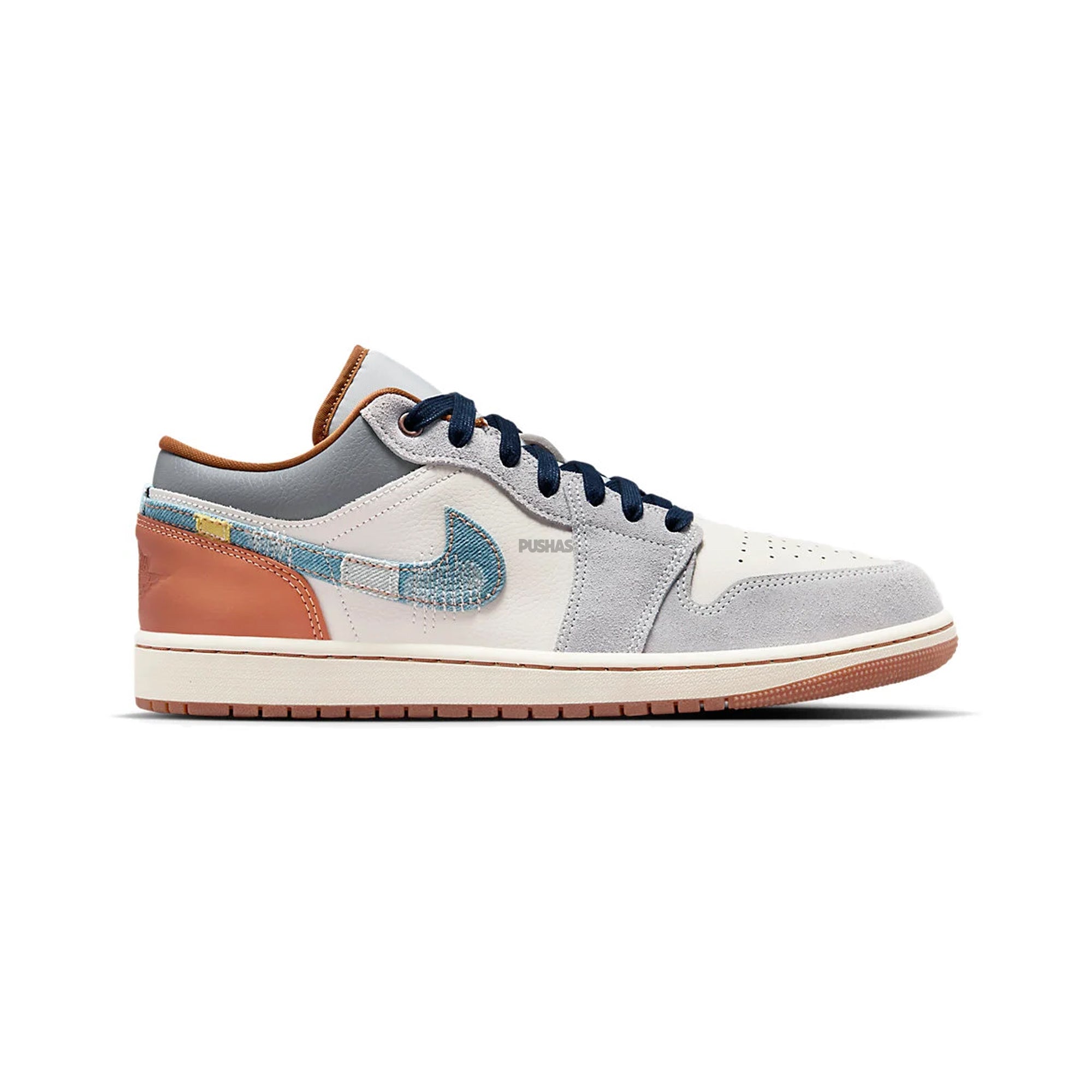 Air Jordan 1 Low SE 'Phantom Repaired Denim Swoosh' Sneakers (2024) - Men's Basketball Shoes for Casual Wear & Street Style Fashion