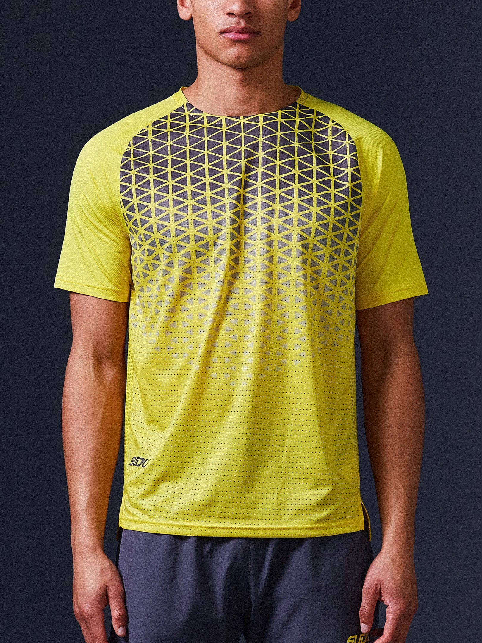 SRT SS 01 Men's Casual Short Sleeve T-Shirt - Breathable Cotton Tee in Yellow & Grey | Perfect for Summer Outfits, Gym Wear & Street Style