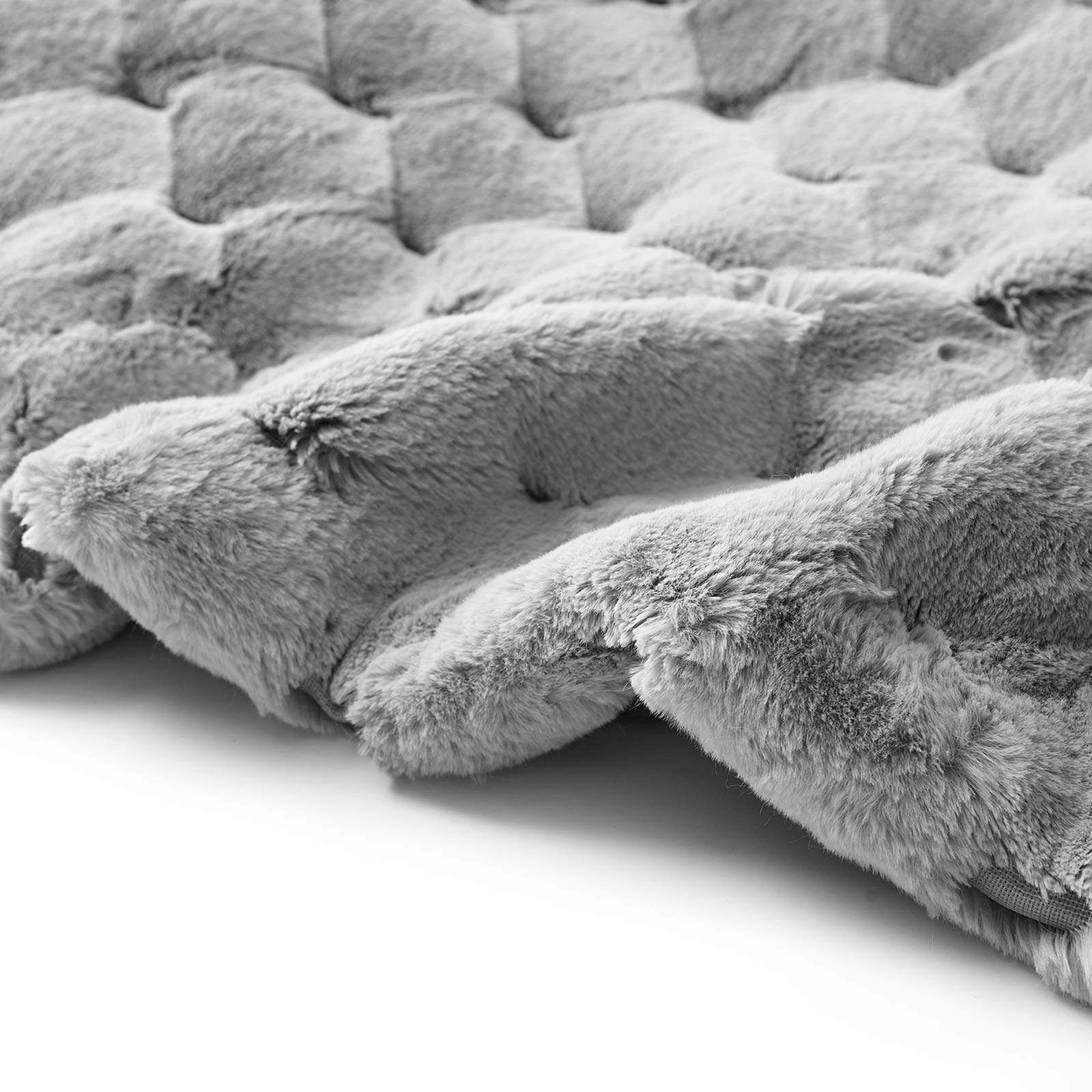YnM Fluffy Weighted Blanket 10lbs (50''x60'', Light Grey) - Luxury Soft Faux Fur Throw Blanket for Anxiety Relief & Better Sleep - Cozy Home Decor for Bedroom, Couch, Office & Travel