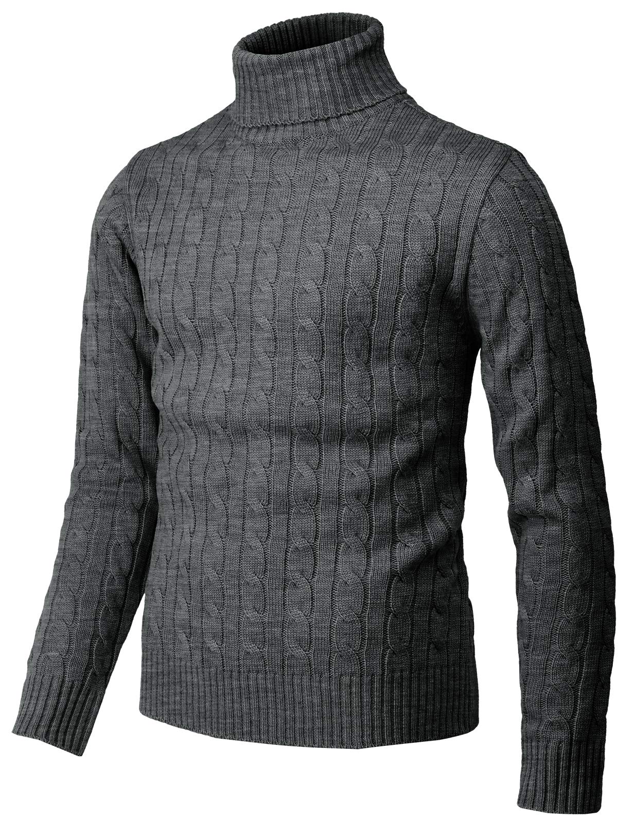 H2H Men's Slim Fit Turtleneck Pullover Sweater - Soft Knitted Thermal Long Sleeve Top for Winter - Perfect for Office, Casual Wear & Date Nights