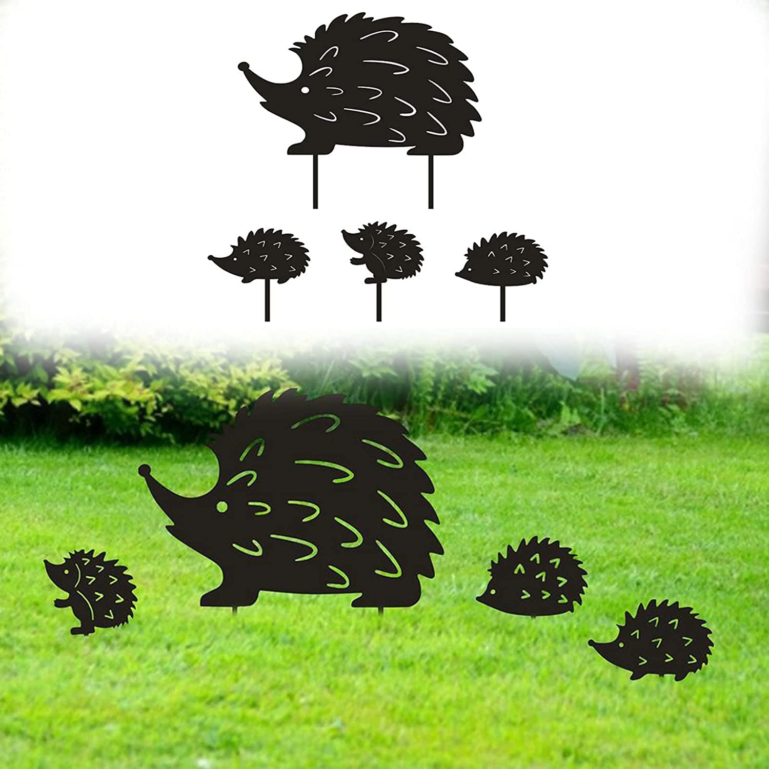 Premium Metal Hedgehog Garden Stakes - 4 Pack, Hollow-Out Animal Yard Decor for Lawn & Garden, Durable Outdoor Sculpture Art - Perfect for Patio, Backyard, and Landscape Decoration