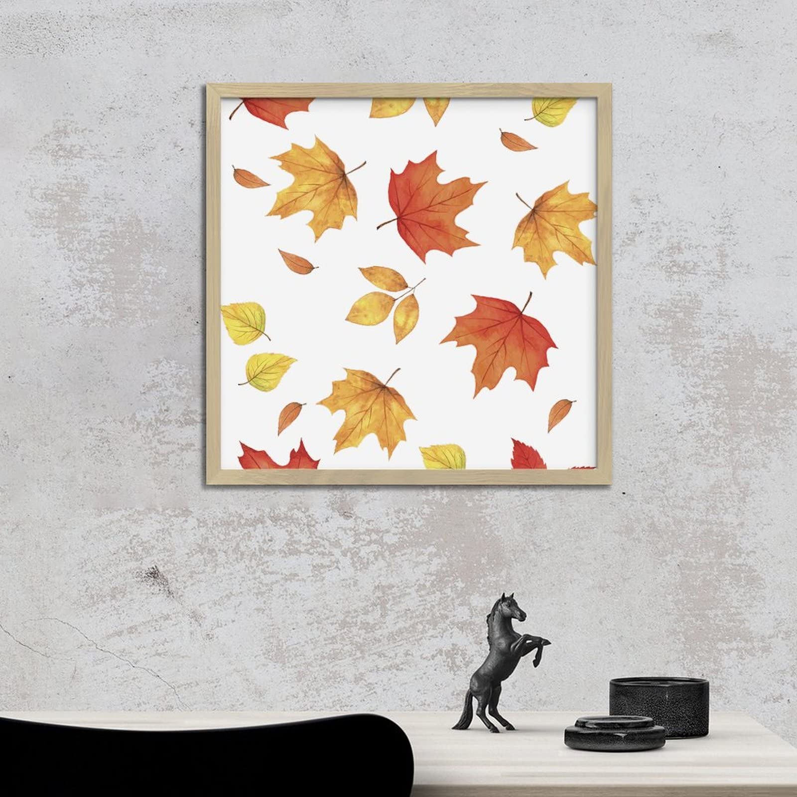 Thanksgiving Fall Maple Leaves Wooden Sign - Rustic Harvest Autumn Decor with Distressed Wood Frame - 12x12 Inch Wall Hanging for Bedroom, Living Room, or Front Door - Perfect Seasonal Gift for Birthdays and Holidays