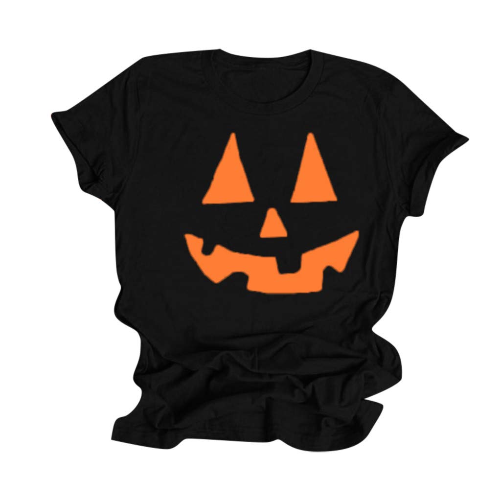 Women's Halloween Graphic Tee - Cute Goblin Print Crewneck T-Shirt, Casual Short Sleeve Ruched Tunic Top for Party, Costume & Everyday Wear