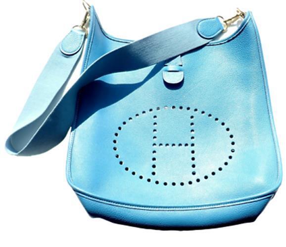 Authentic Hermes Evelyne Blue Jean Courchevel GM Handbag with Gold Hardware - Luxury Tote Bag for Women, Perfect for Work, Travel & Everyday Use