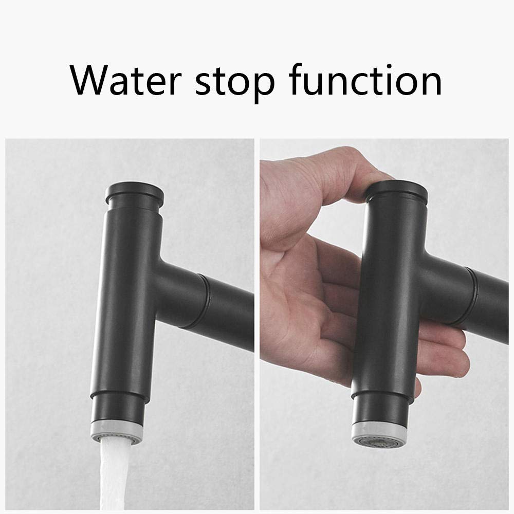 Black Kitchen Faucet with Pull Down Sprayer - Brass Sink Faucet with Hot/Cold Water & 360° Swivel Spout - Perfect for Modern Kitchens, Dishwashing & Food Prep