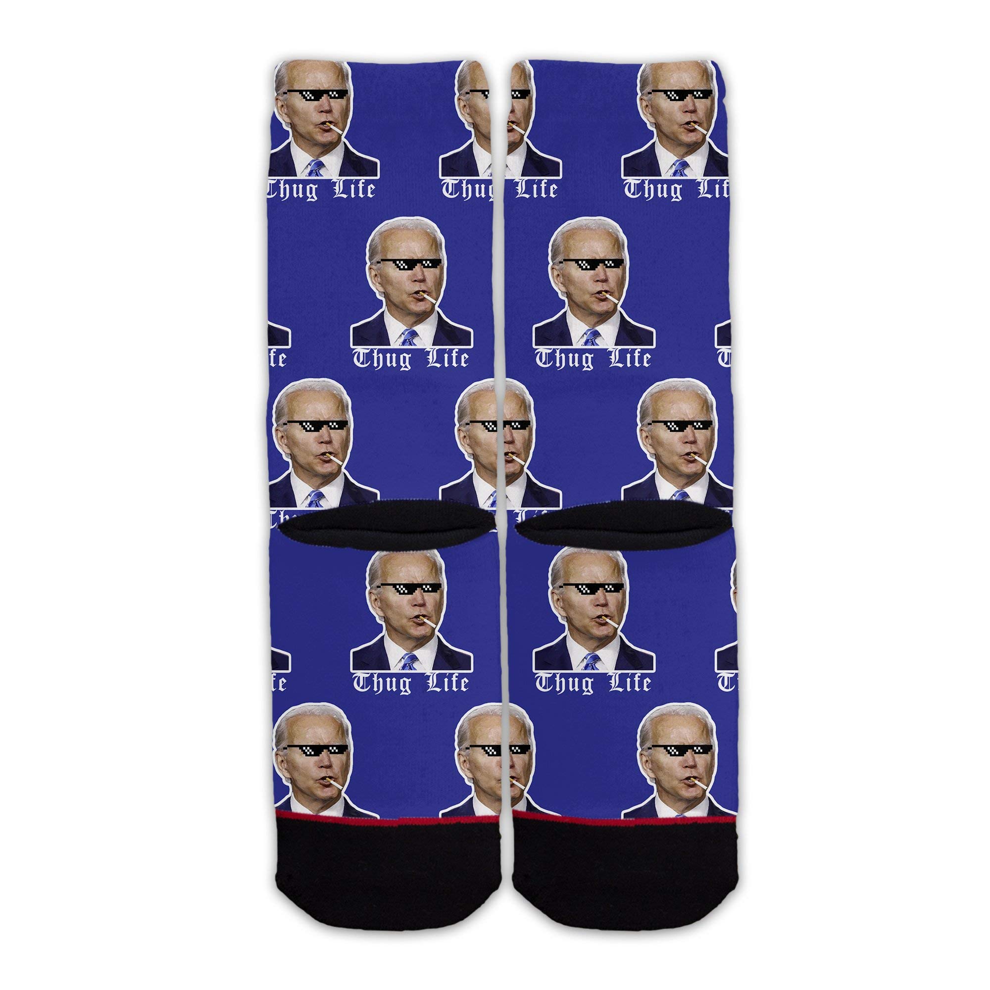Thug Life Joe Biden Socks - 2020 Election President Vote for America USA - Unisex Mid Calf Crew Socks for Men & Women - Perfect for Political Supporters, Gifts, and Patriotic Fashion