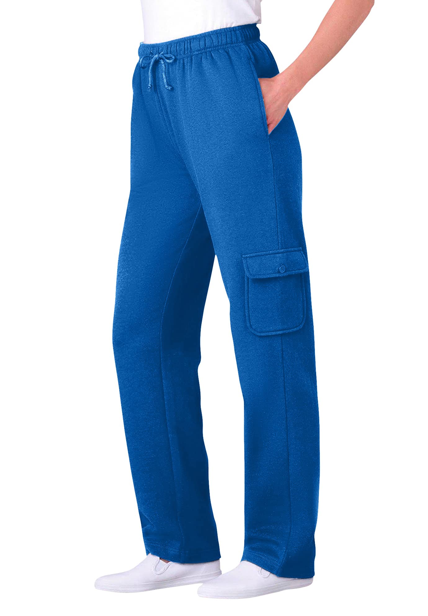 Women's Plus Size Petite Fleece Cargo Sweatpants - Comfortable & Stylish Casual Pants for Lounge, Workout & Everyday Wear