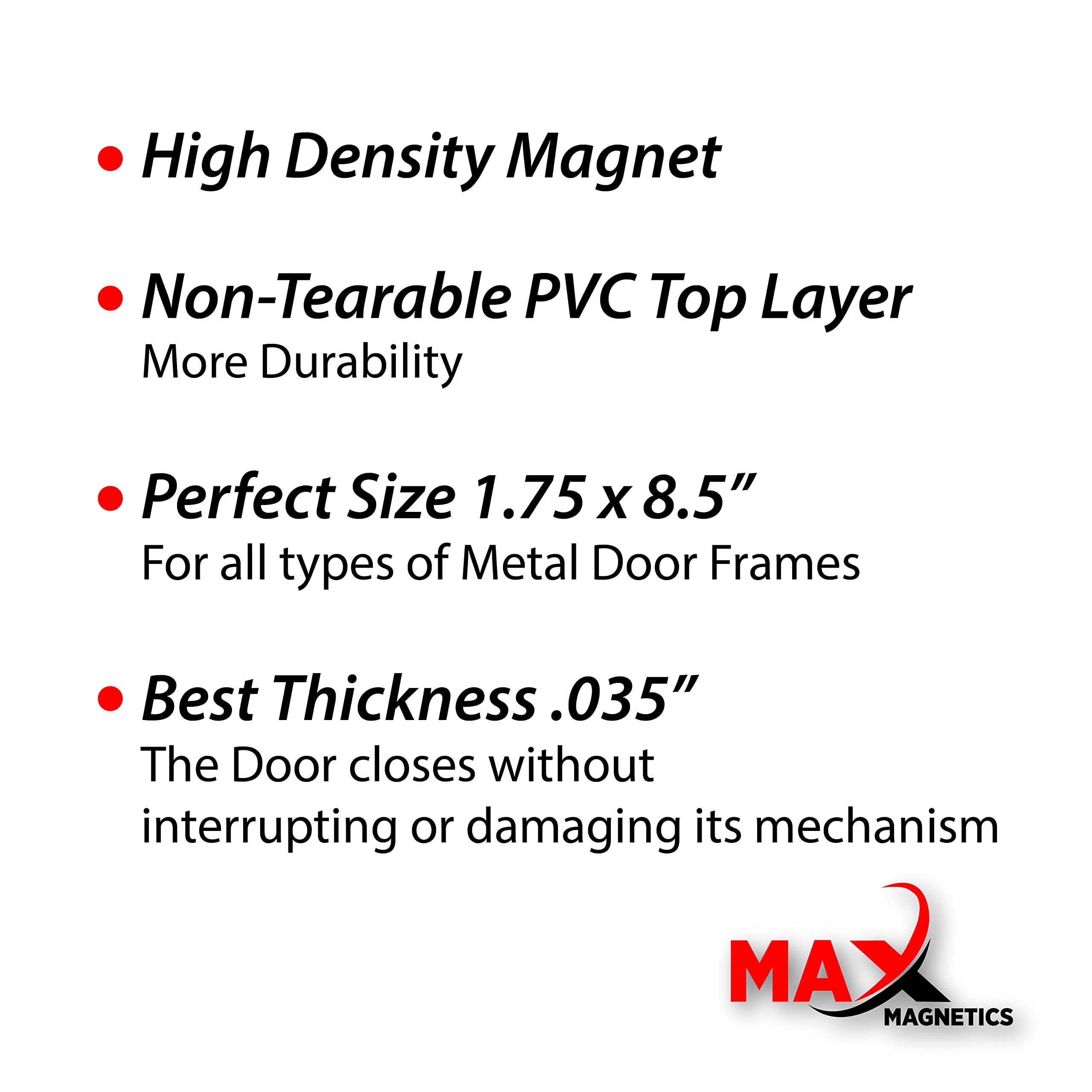 50 Pack Max Magnetics Lockdown Magnetic Strips for Door Frames - High-Density Security Strips for School, Office & Home - Strong Adhesive PVC Coated for Smooth Opening & Closing | Ideal for Classroom Safety, Office Security & Home Protection