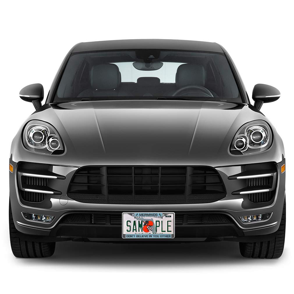 Stainless Steel Mermaid License Plate Frame - 'Mermaids Don't Believe in You Either' Weatherproof Car Accessory with Chrome Finish & 2 Hole Mounting - Perfect for Beach Lovers & Coastal Themed Vehicles