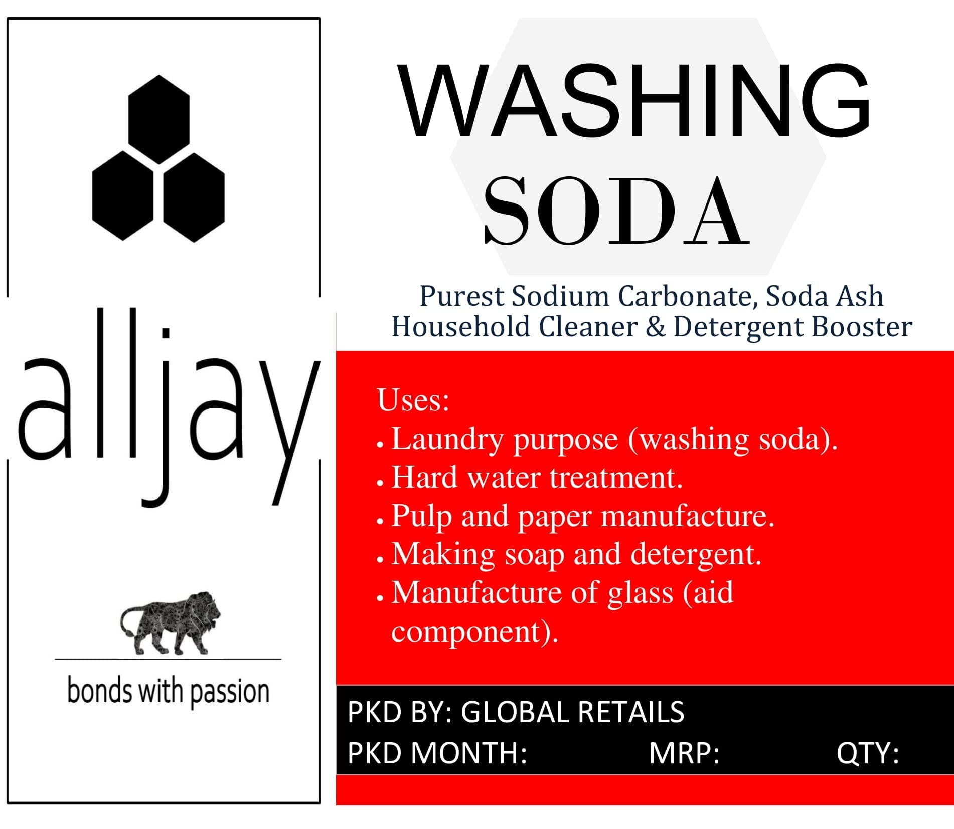 AllJay Laundry Soda Powder - 1KG Eco-Friendly Detergent for Stain Removal & Fabric Care | Perfect for Washing Clothes, Bedding & Household Linens