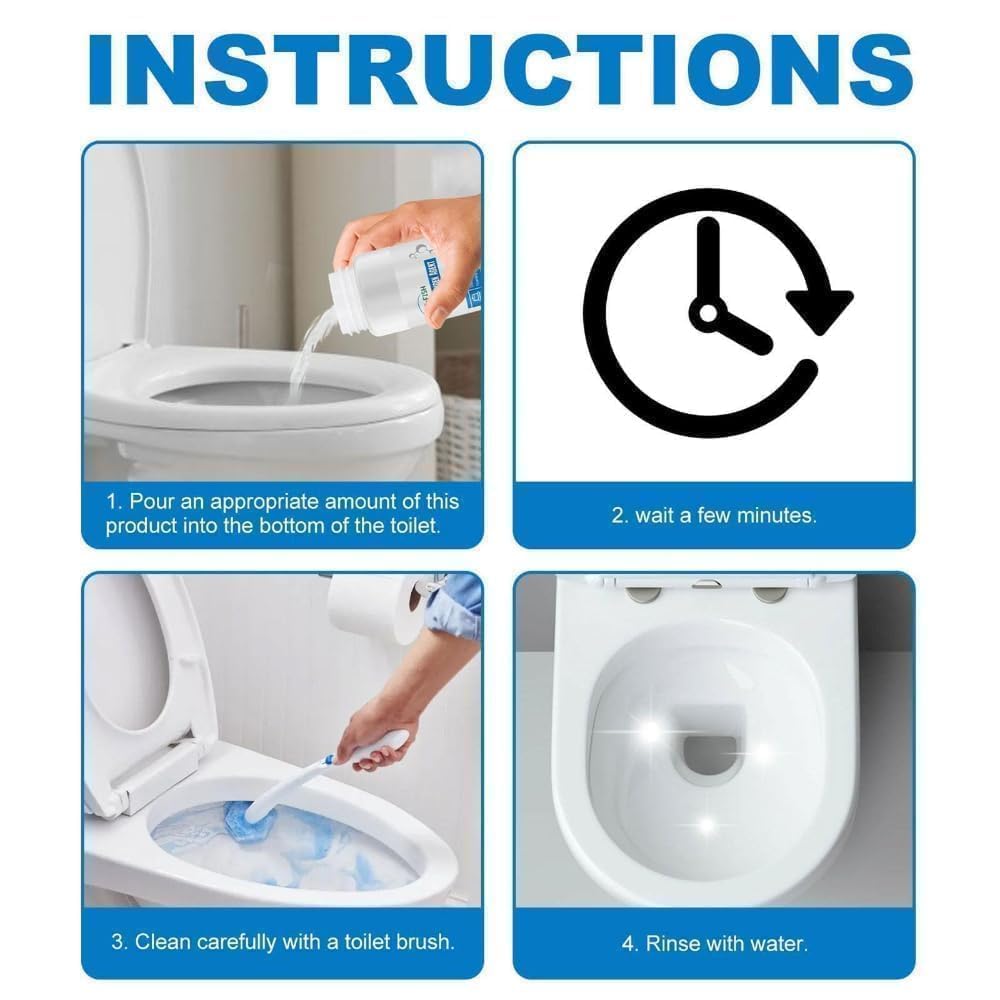 Active Oxygen Toilet Cleaner Powder with Super Cleaning Liquid - Effectively Removes Stubborn Stains & Odors | Ideal for Bathroom, Toilet Bowl & Household Cleaning