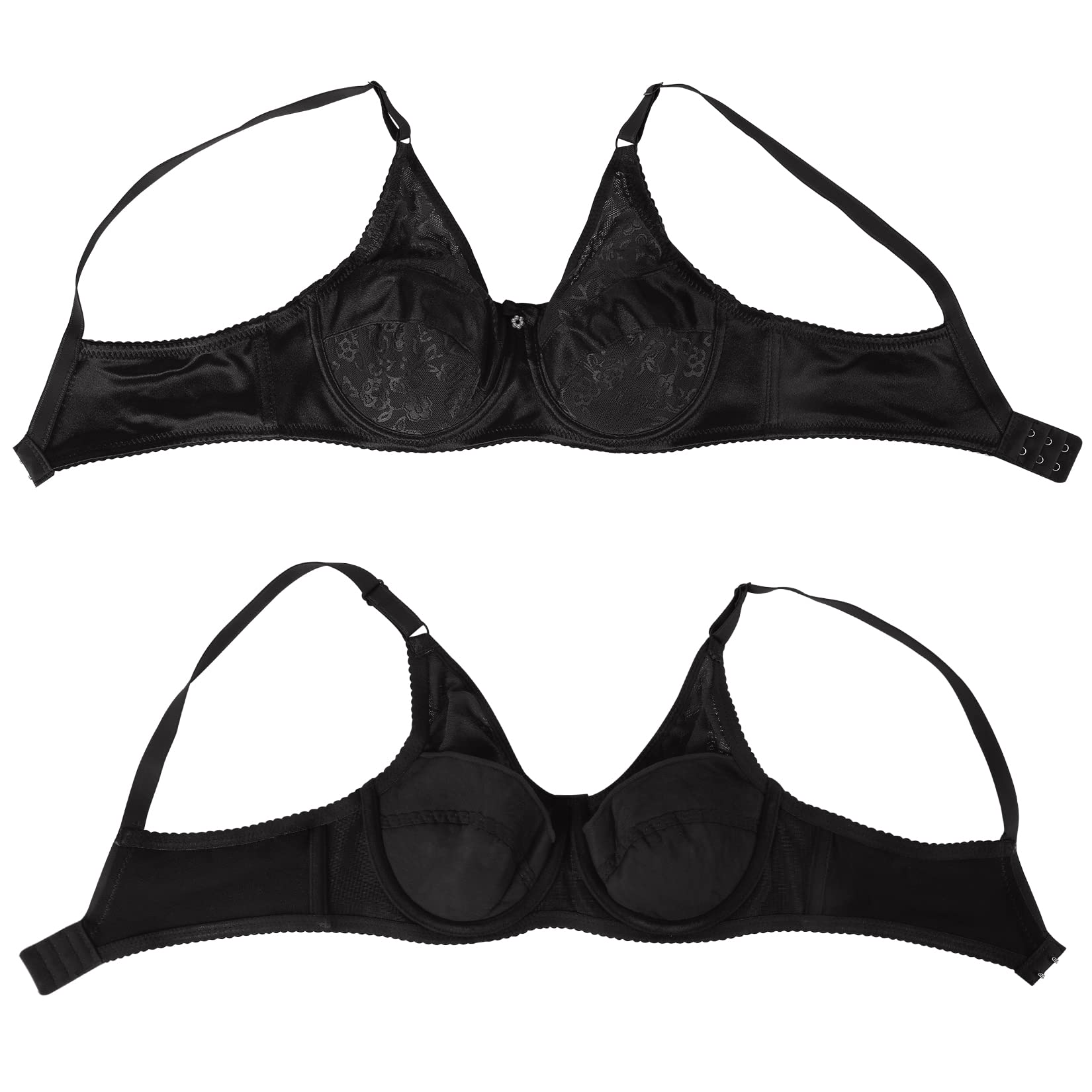 Vollence 38/85 Pocket Bra for Silicone Breast Forms & Mastectomy - Black, 38/85 (Fits Cup C/D) - Comfortable Post-Surgery & Crossdressing Support Bra for Daily Wear