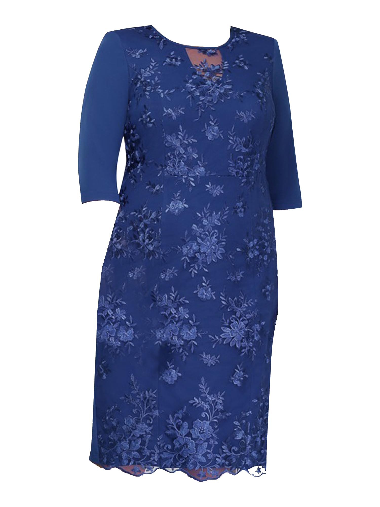 Elegant Plus Size Wedding Guest Dresses for Women - Floral Embroidery Lace Party Midi Dress Cocktail Evening Gowns | Perfect for Weddings, Parties & Special Occasions