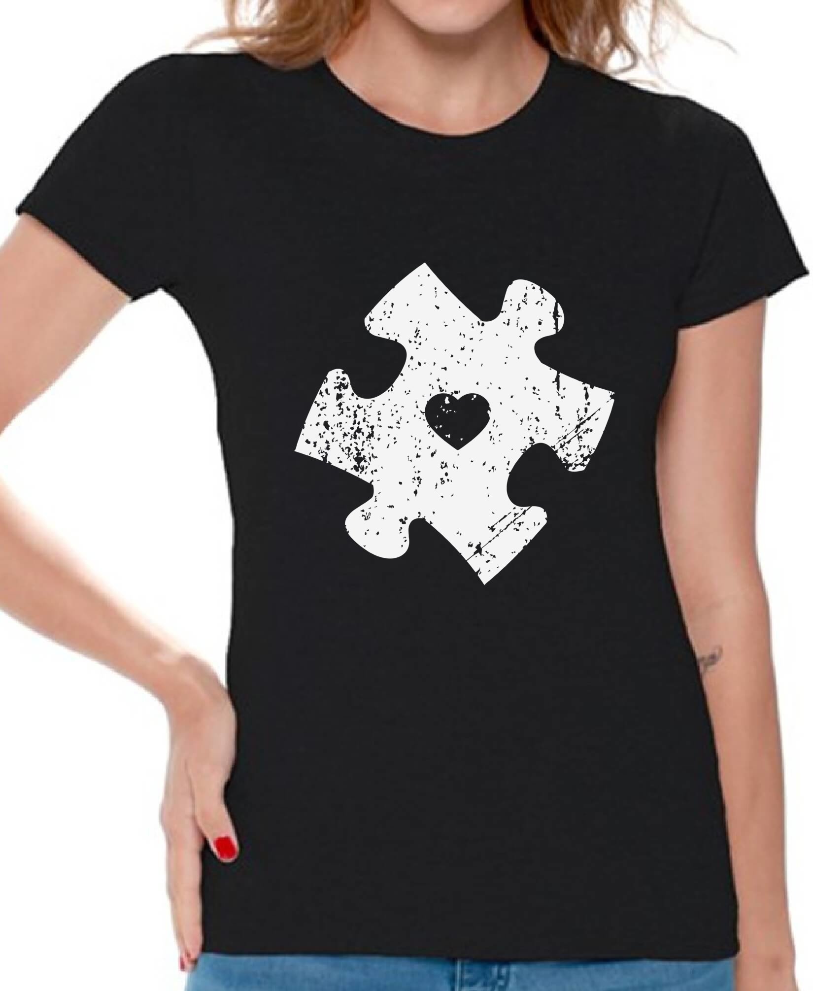 Autism Awareness Puzzle T-Shirt for Women - Comfortable Cotton Autism Support Shirt - Perfect Gift for Autism Acceptance Month, World Autism Day & Daily Wear