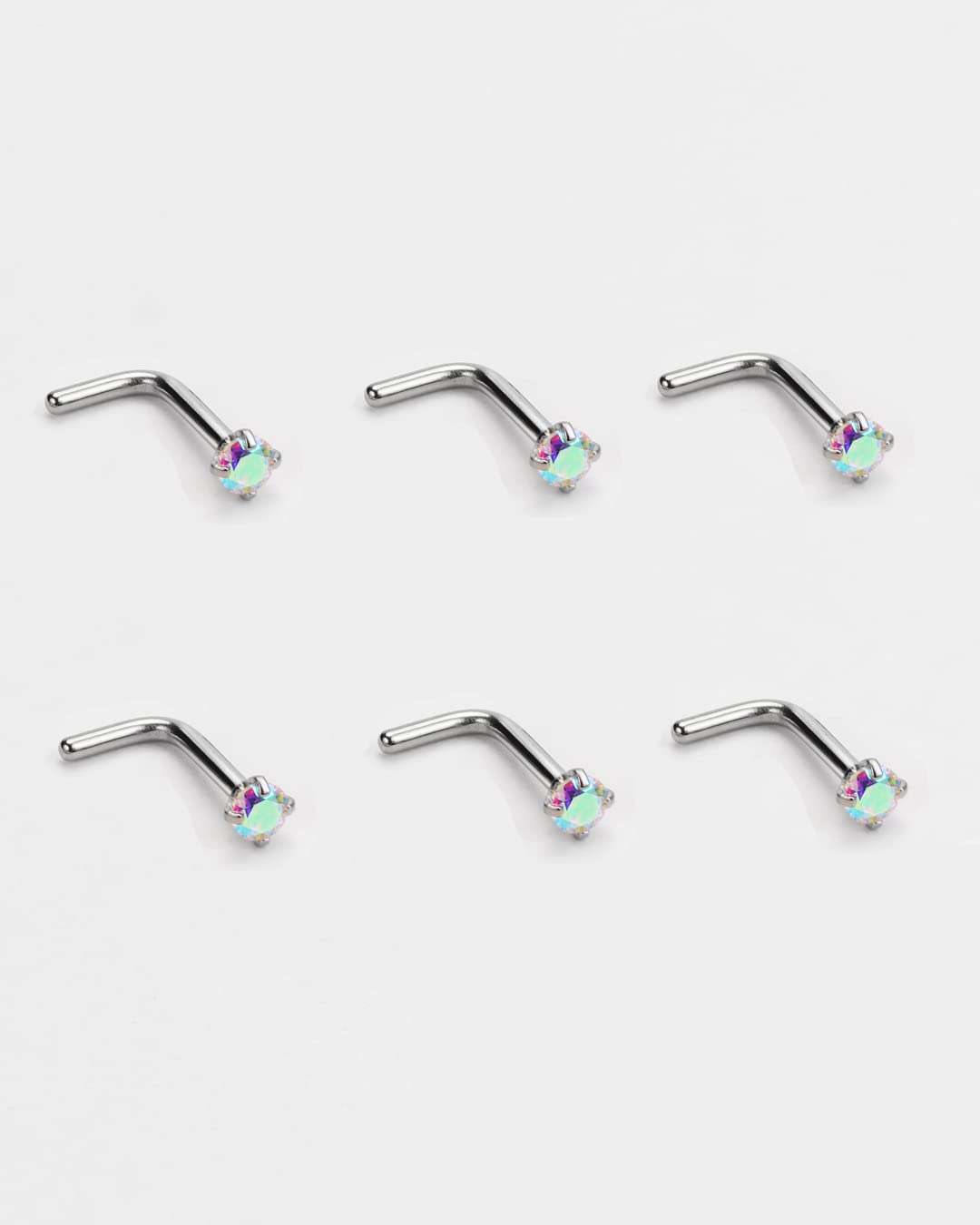 FANSING L-Shaped Nose Studs for Women & Men - Surgical Steel Nose Rings with Cubic Zirconia - Hypoallergenic Nostril Piercing Jewelry - Perfect for Everyday Wear, Parties & Special Occasions