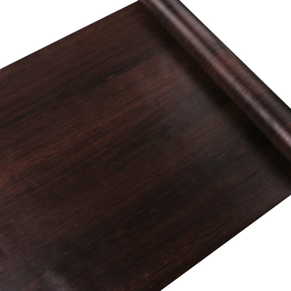 Dark Coffee Wood Grain Shelf Liner - Moisture-Proof Drawer Sticker 17.7x9.8ft for Kitchen & Dresser