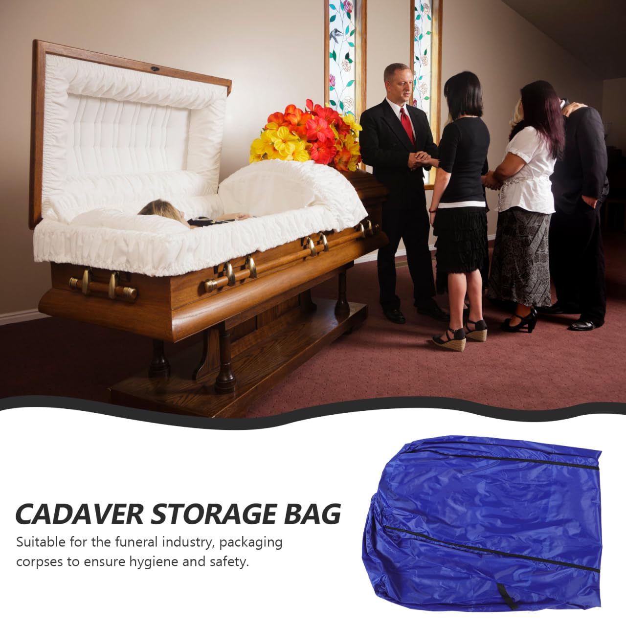 Lurrose Waterproof Cadaver Body Bag - Heavy Duty Oxford Fabric Corpse Pouch for Emergency, Funeral & Hospital Use - Includes Finger Protectors for Safe Handling