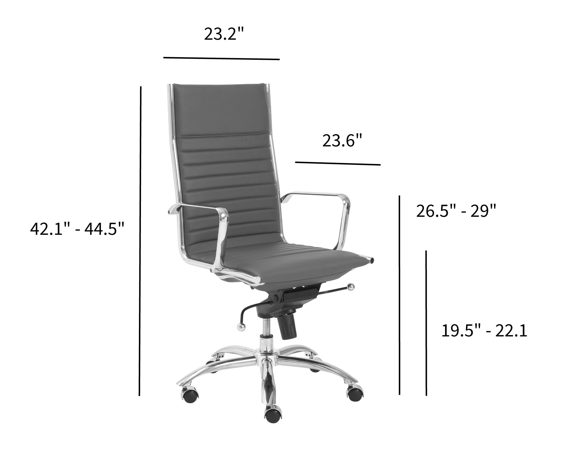 Ergonomic Dirk High Back Office Chair with Chromed Steel Base - Adjustable Lumbar Support & Tilt Function for Home & Office Workspaces