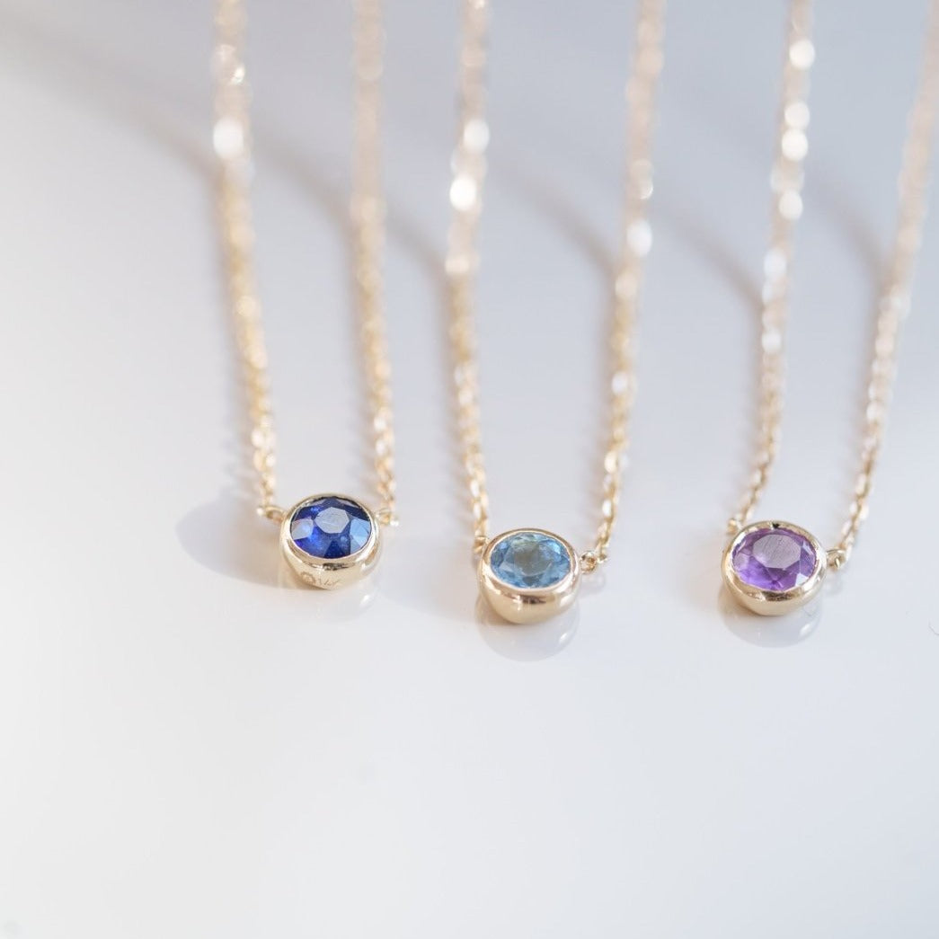 Blue Topaz Station Necklace - 14k Solid Yellow Gold Bezel Set Jewelry for Women | Perfect for Everyday Wear, Gift Giving & Special Occasions