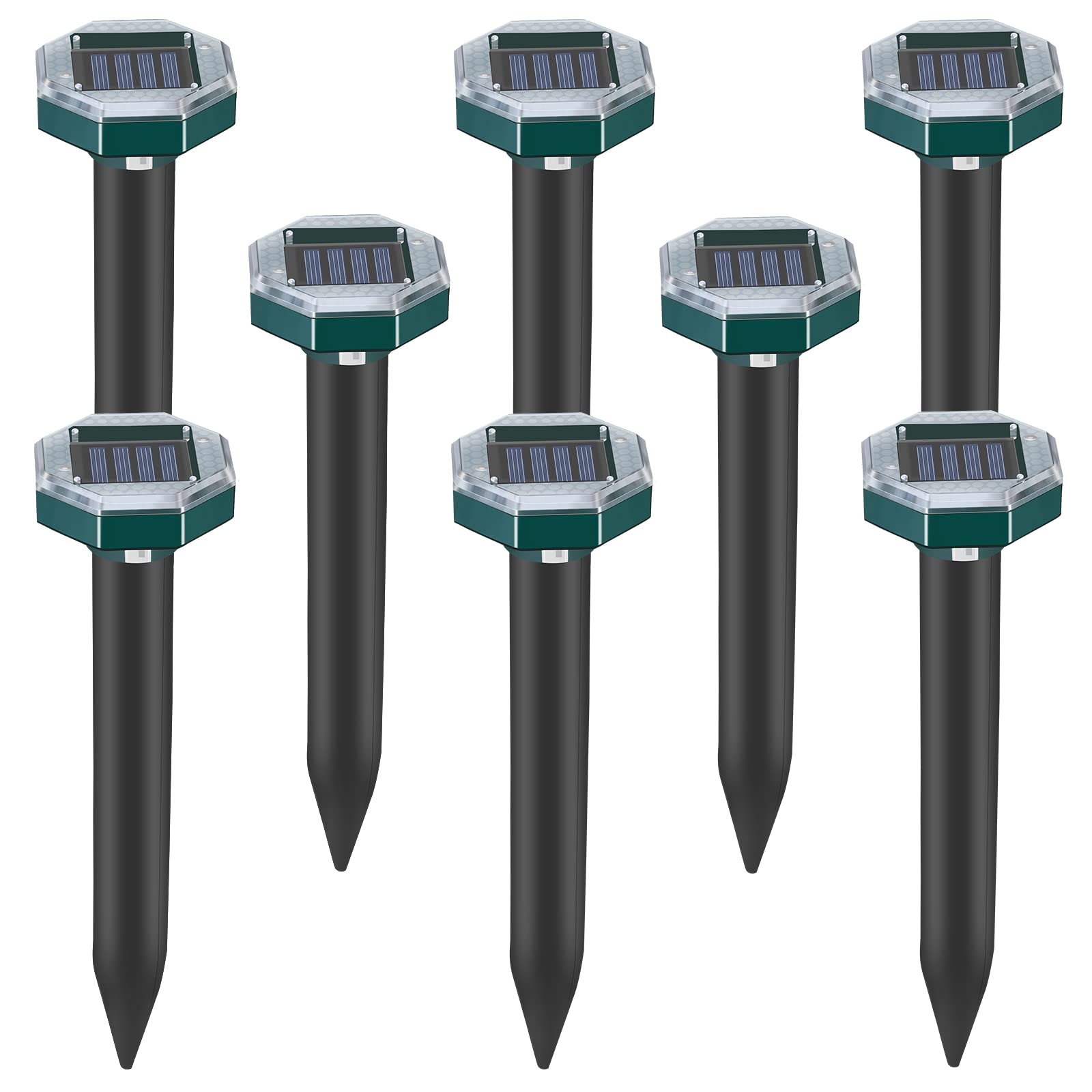 ELIOELIO 8 Pack Solar Powered Sonic Mole Repellent - Groundhog, Vole, Snake, Gopher & Chipmunk Deterrent for Lawn & Garden - Outdoor Pest Control for Yard, Farm & Backyard Protection