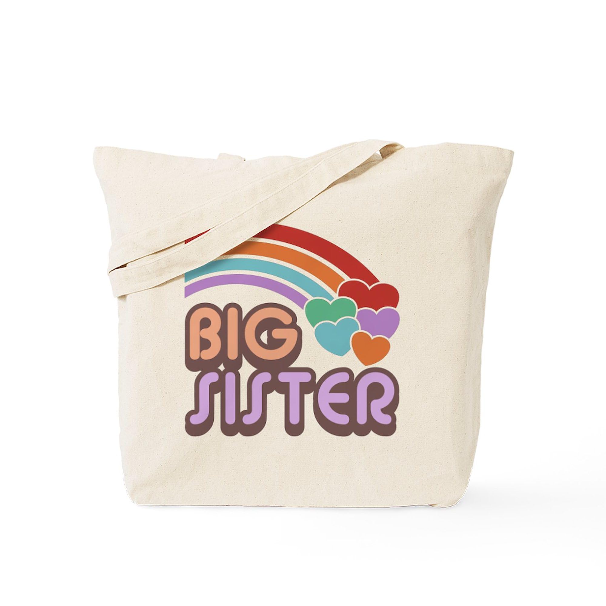 Big Sister Tote Bag - Natural Canvas Reusable Shopping Bag for Women | Eco-Friendly Grocery Bag for School, Work & Beach Outings