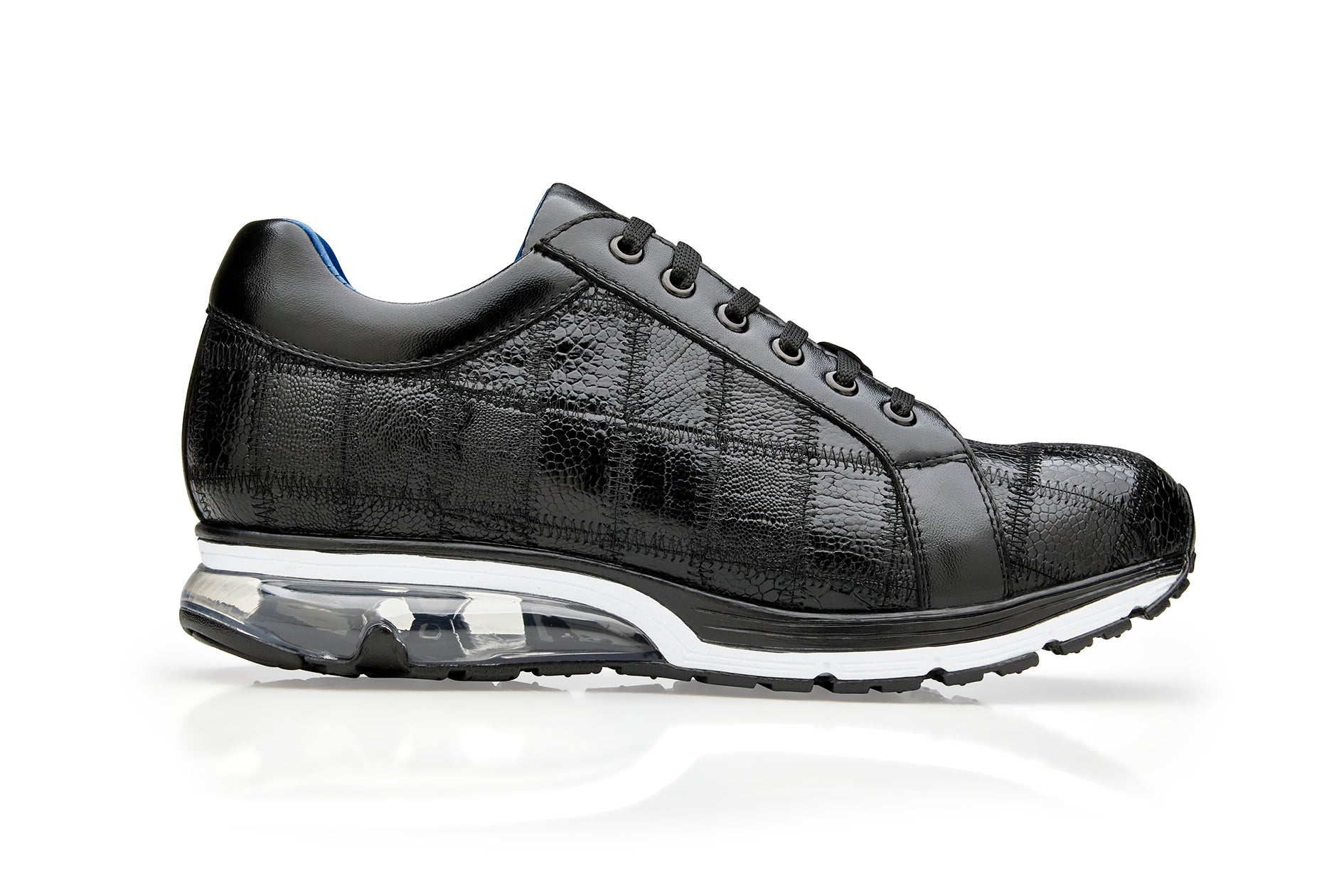 Belvedere Magnus Genuine Ostrich Patchwork Sneakers - Black (E21) | Luxury Men's Casual Shoes for Everyday Wear & Fashion Outfits