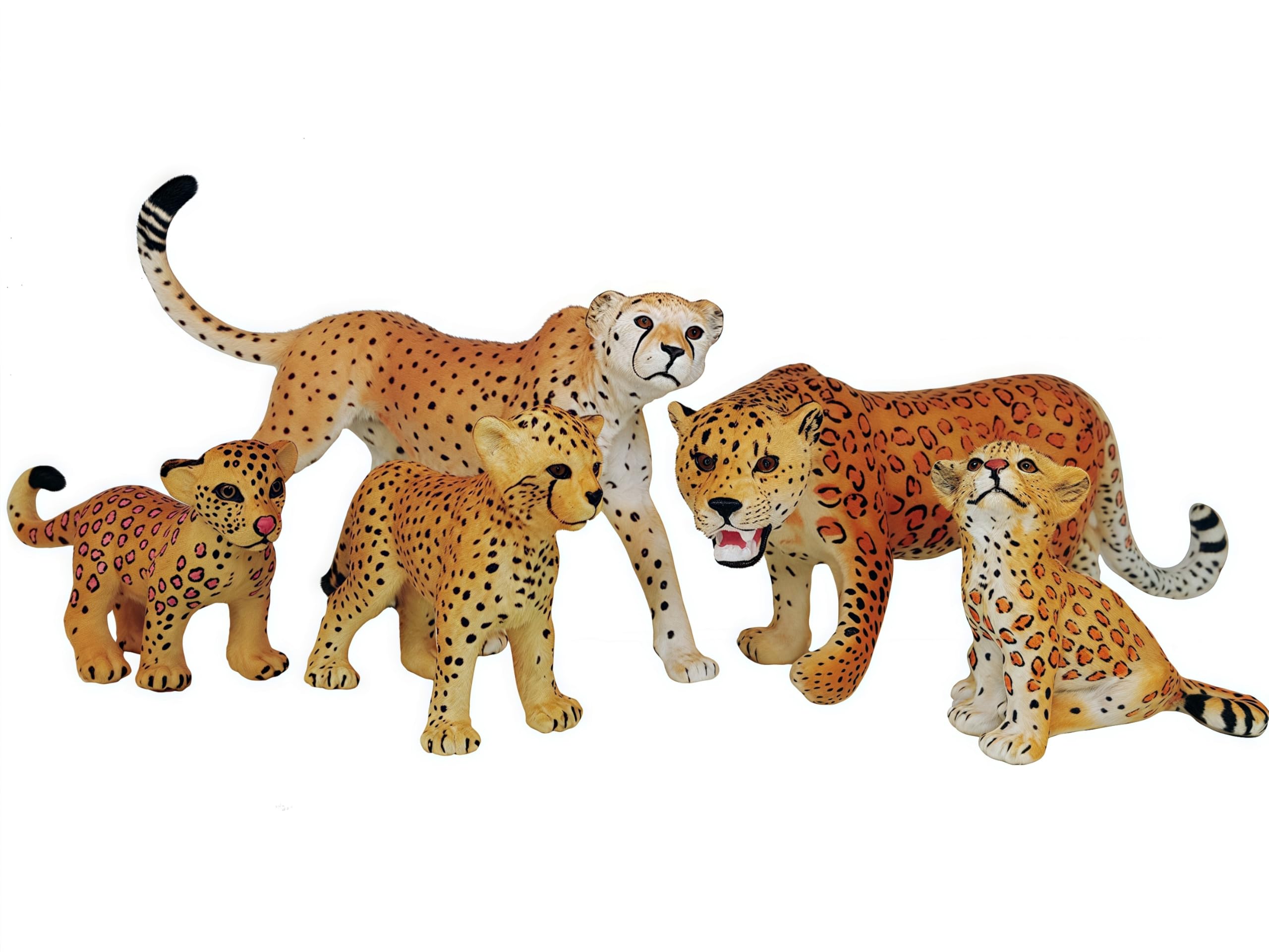 Gemini & Genius Jaguar Toy Set - 5Pcs Safari Animal Figures Including Cheetah & Leopard Family, Realistic Wildlife World Models for Kids | Perfect as Birthday Cake Toppers, Party Favors, Educational Play or Christmas Gifts