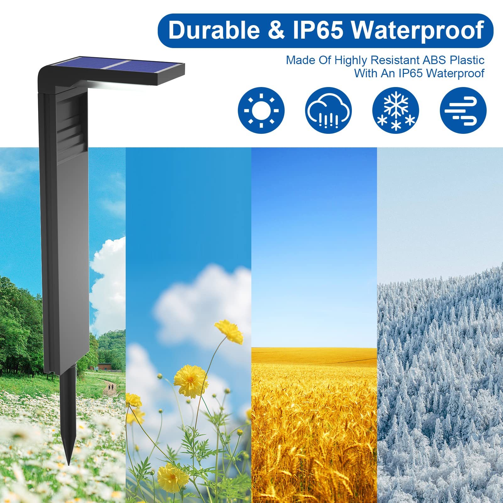 NATSUKAWA Solar Outdoor Lights Waterproof - 2 Pack L-Shaped Black Solar Pathway Lights with 3 Lighting Modes for Garden, Yard, Pathway & Landscape Spot Lighting (Cold White) - Ideal for Driveway, Walkway, Patio & Backyard Decoration