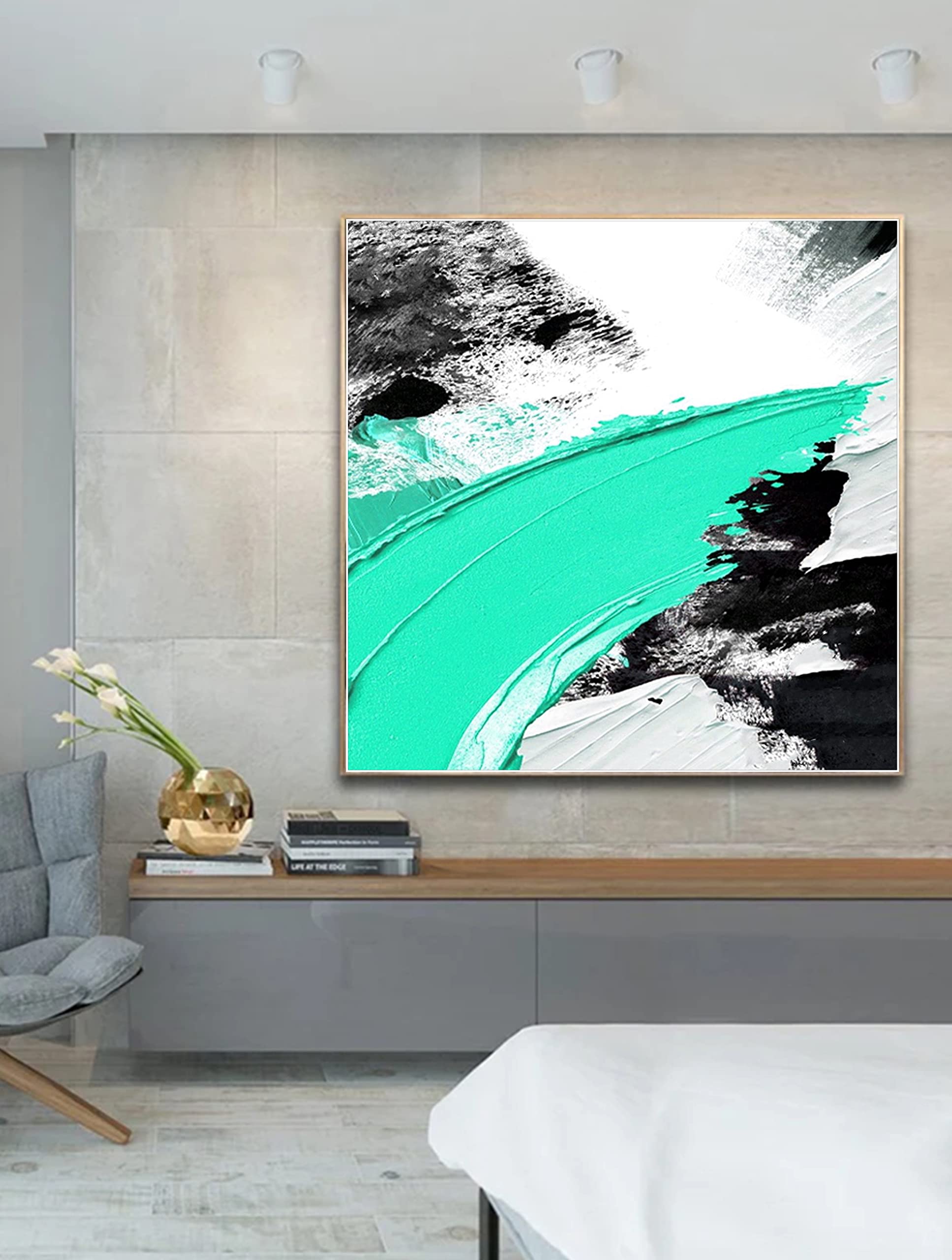 Large Abstract Oil Painting on Canvas - Original Textured Boho Wall Art in Purple | Modern Acrylic Painting for Living Room & Spiritual Home Decor | 40x40 Inches | Perfect for Bohemian Style Interiors & Meditation Spaces