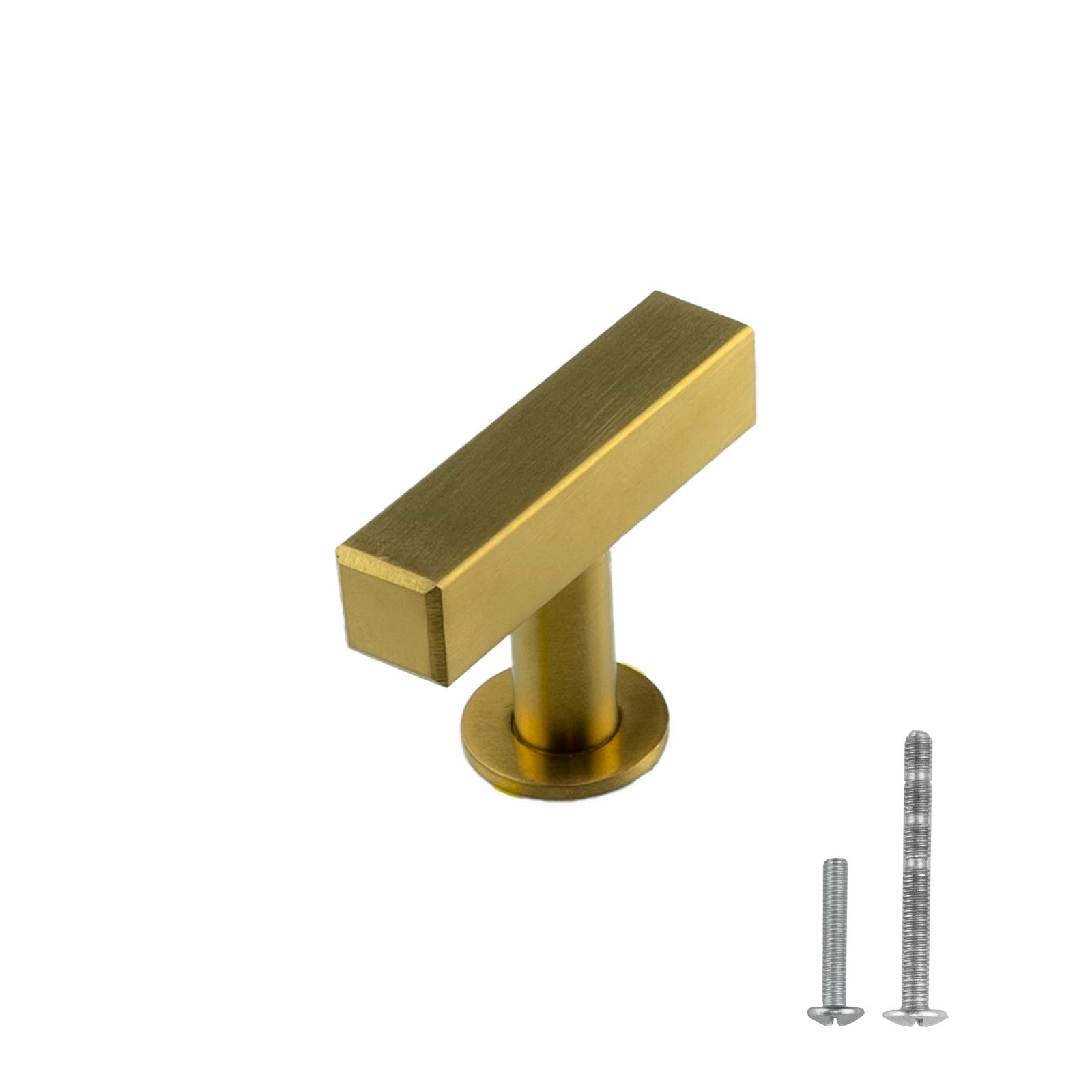 18-Series Gold Satin Brass T-Bar Handles - 10 Pack for Modern Cabinets & Dressers