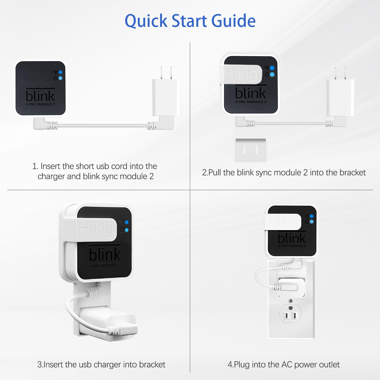 Blink Sync Module 2 Outlet Mount Bracket - Secure Wall Mount for Blink Outdoor/Indoor/Doorbell Cameras - No Wires, Short Cable Design - 2 Pack - Perfect for Home Security & Smart Home Setup