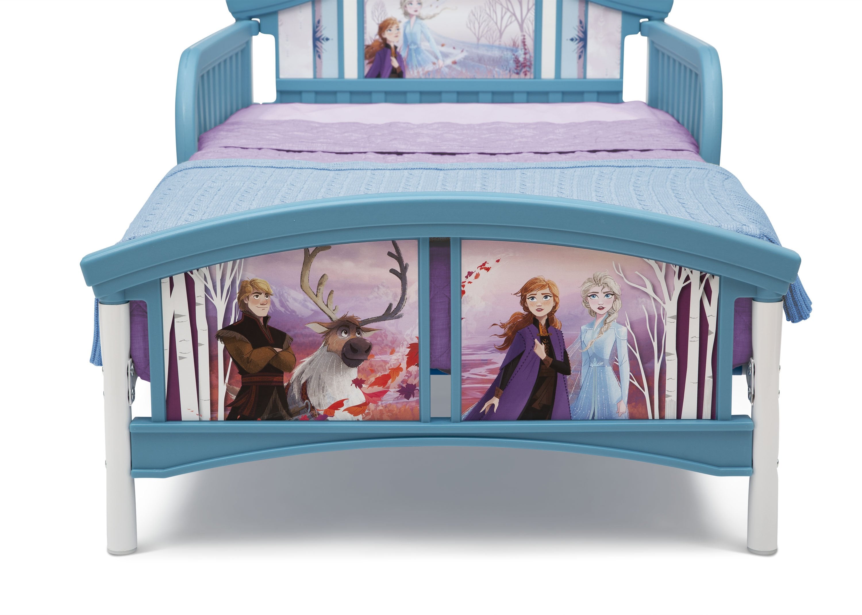 Frozen 2 Disney Princess Plastic Toddler Bed for Girls - Kids Small Bed for Nursery, Bedroom, or Playroom - Perfect for Disney Fans & Sleepovers