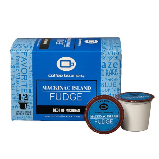Mackinac Island Fudge Single Serve Coffee Pods 12 Count | 100% Arabica Specialty Coffee | Gourmet Flavored Coffee Capsules | Perfect for Keurig Brewers & Office Coffee Breaks