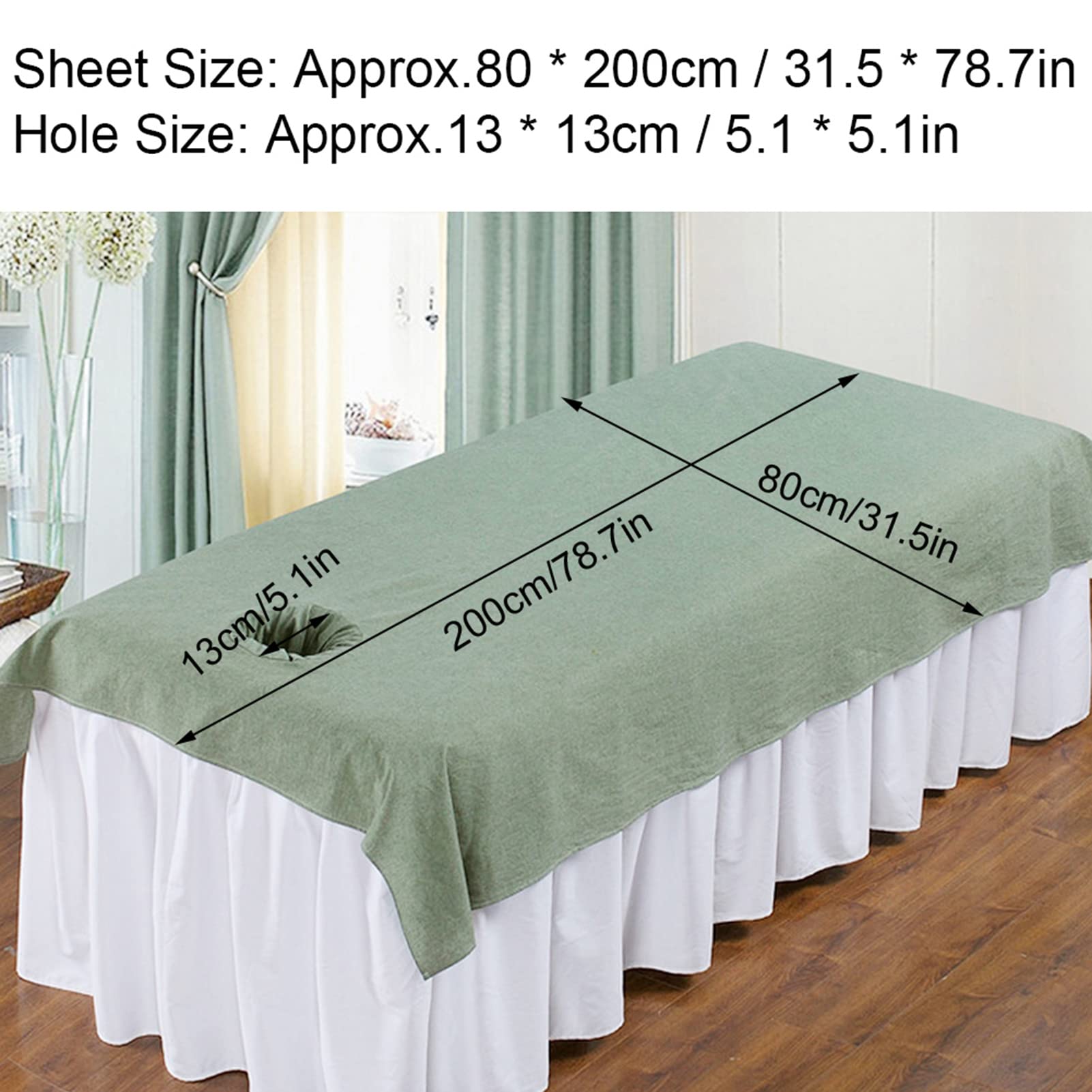 Premium Salon Bed Sheet - 6 Color Soft Cotton Massage & SPA Couch Cover with Face Breath Hole | Green | Ideal for Beauty Salons, Spas & Home Massage Treatments