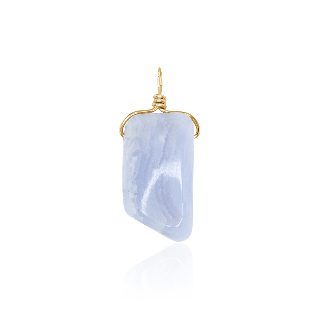 Small Smooth Blue Lace Agate Crystal Pendant Necklace with Gentle Point - Healing Stone Jewelry for Meditation, Energy Balancing & Spiritual Gifts