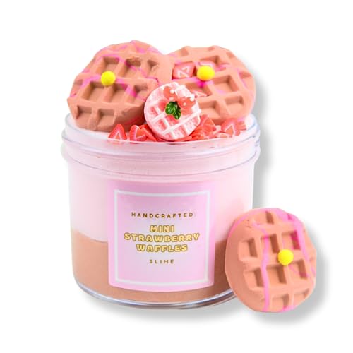 **Scented Mini Strawberry Waffles Slime - Handmade 4oz Slime by Hippocampe Slimes - Perfect for Stress Relief, Sensory Play & DIY Fun**