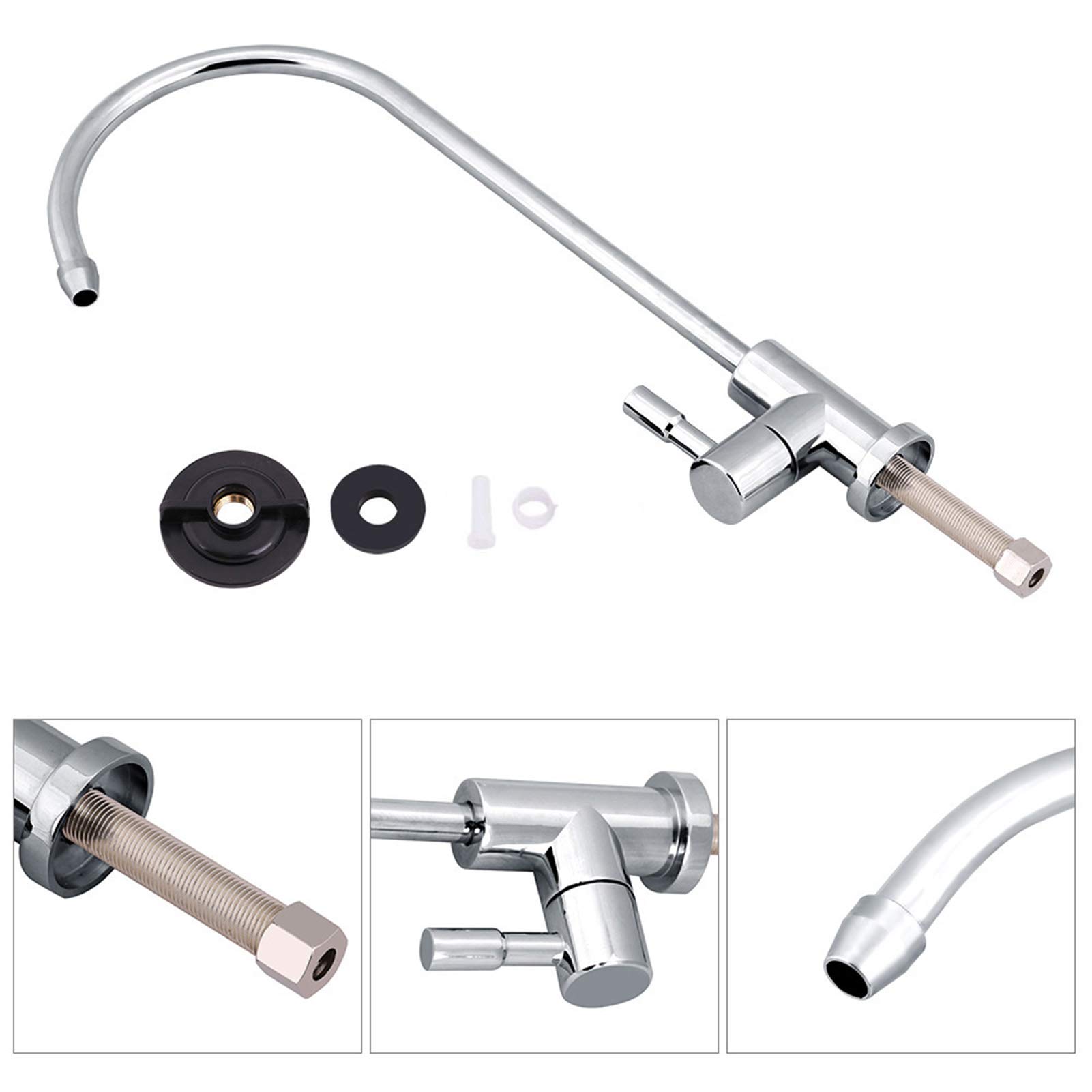 1/4'' Zinc Alloy Kitchen Sink Water Filter Faucet Tap Chrome RO Reverse Osmosis Drinking Water Filter for Cooking, Cleaning, and Hydration