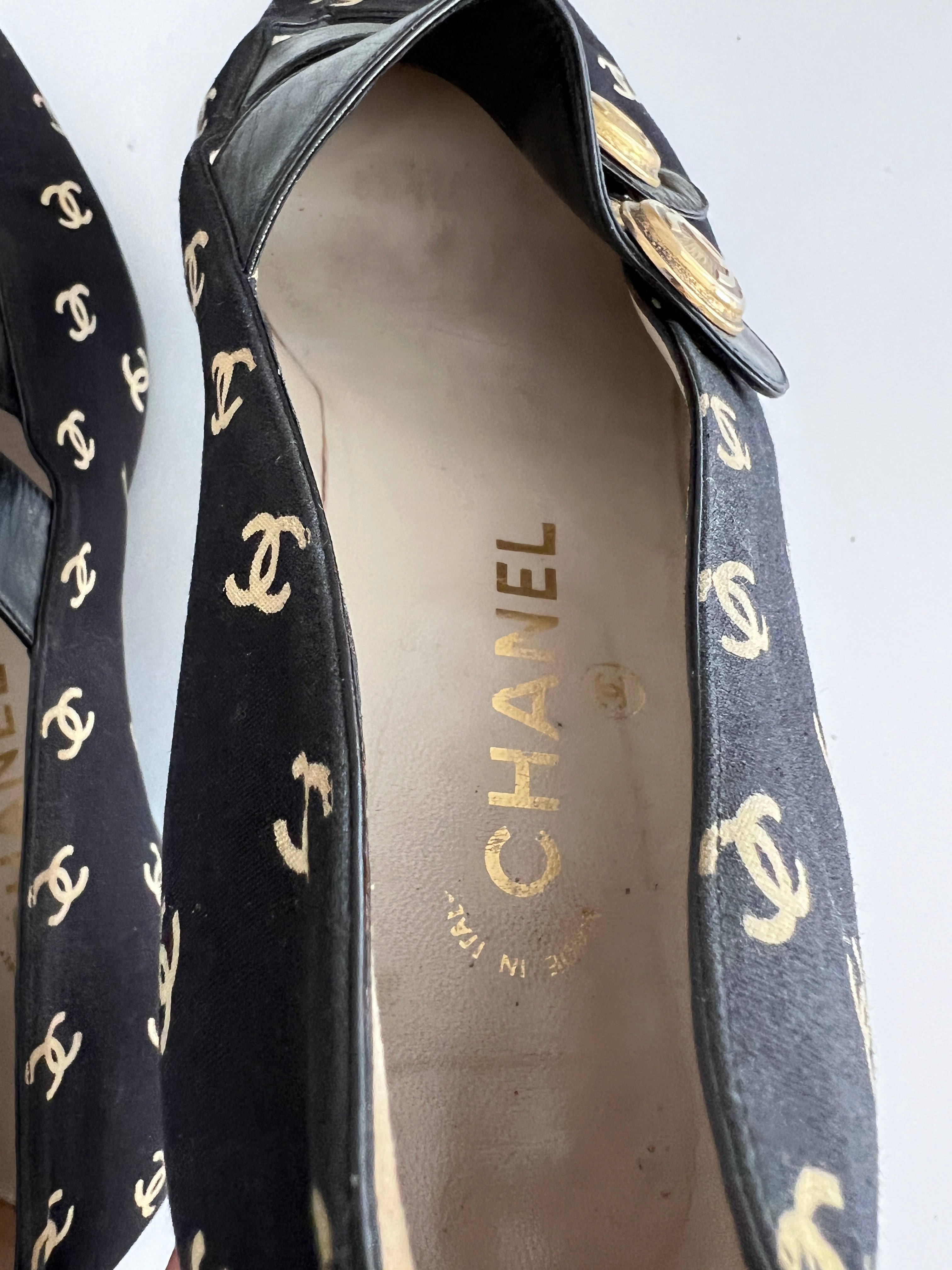 Vintage Chanel Canvas Logo Flap Shoes - Classic Designer Sneakers for Women | Perfect for Casual Outfits, Street Style & Fashion Events