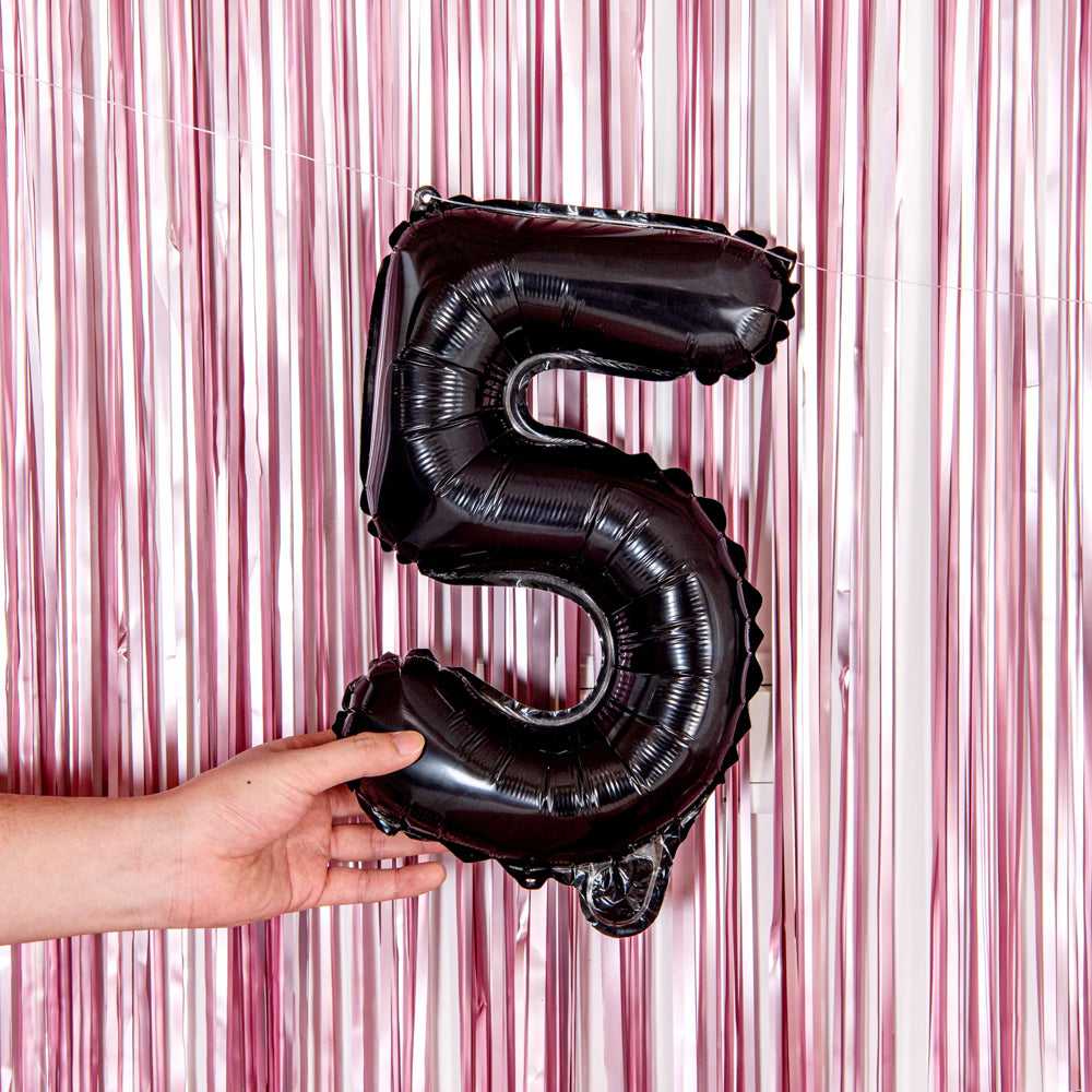 Black Mylar Number 5 Balloon - 16 Inch Foil Balloon for Birthday Parties, Anniversaries & Celebrations (1 Count Box)