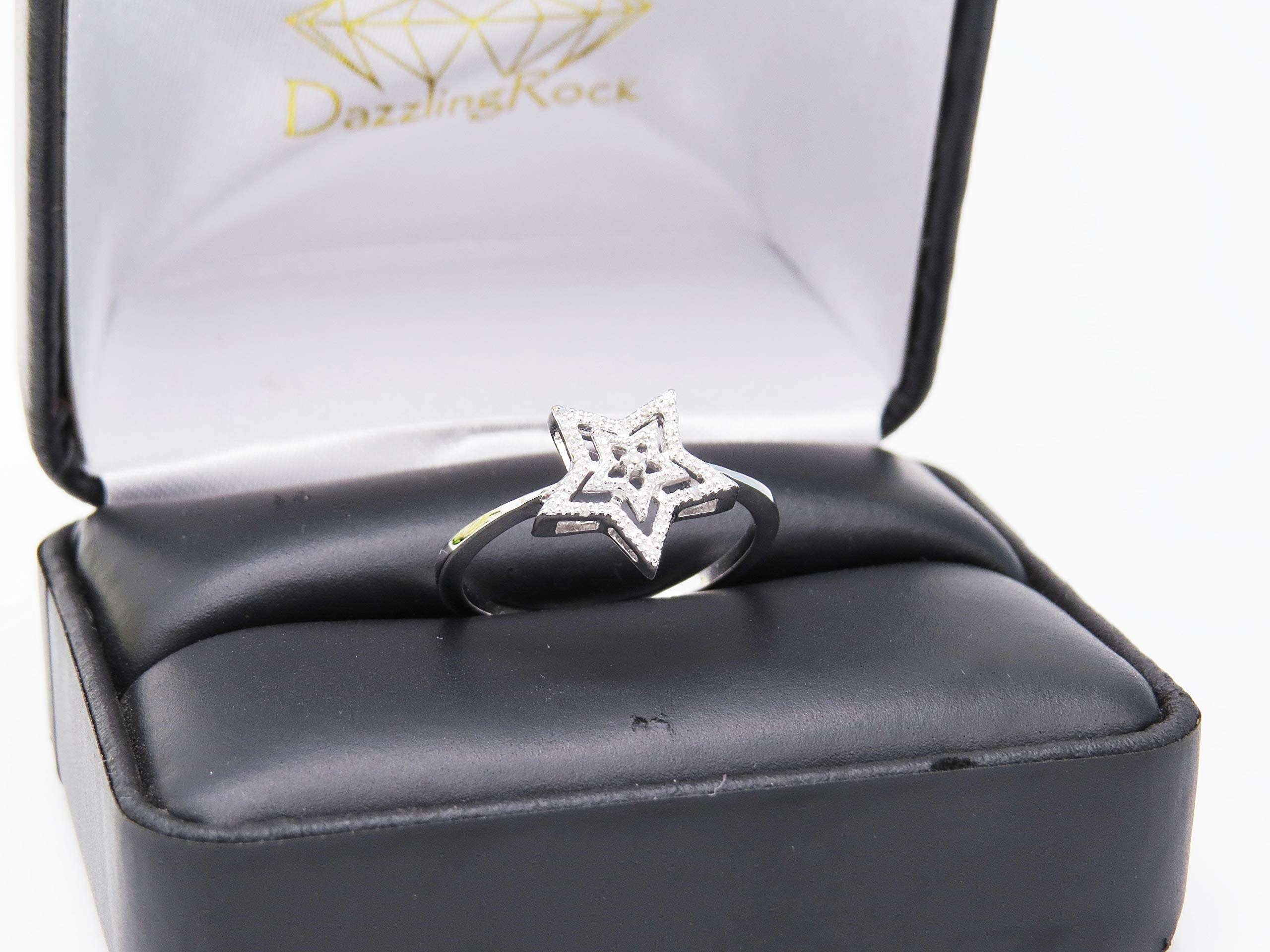 Dazzlingrock 10kt White Gold Women's Round Diamond Star Ring - 1/20 CTW Sparkling Jewelry for Anniversary, Engagement & Gift Giving