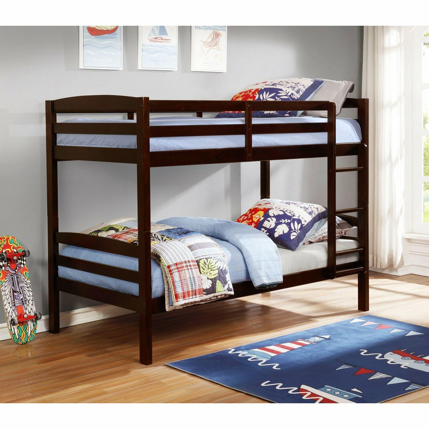Caden Bunk Bed for Kids & Teens - Space-Saving Twin Over Twin Metal Bunk Bed with Ladder & Guardrails - Perfect for Small Bedrooms, Dorms & Sleepovers