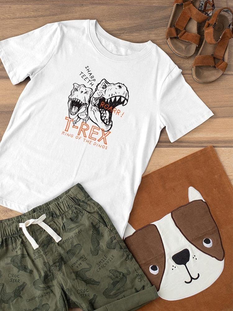 Sharp Teeth T-Rex King of Dinosaurs Toddler T-Shirt - Cute Dinosaur Graphic Tee for Boys & Girls - Perfect for Playdates, Preschool & Dinosaur Theme Parties