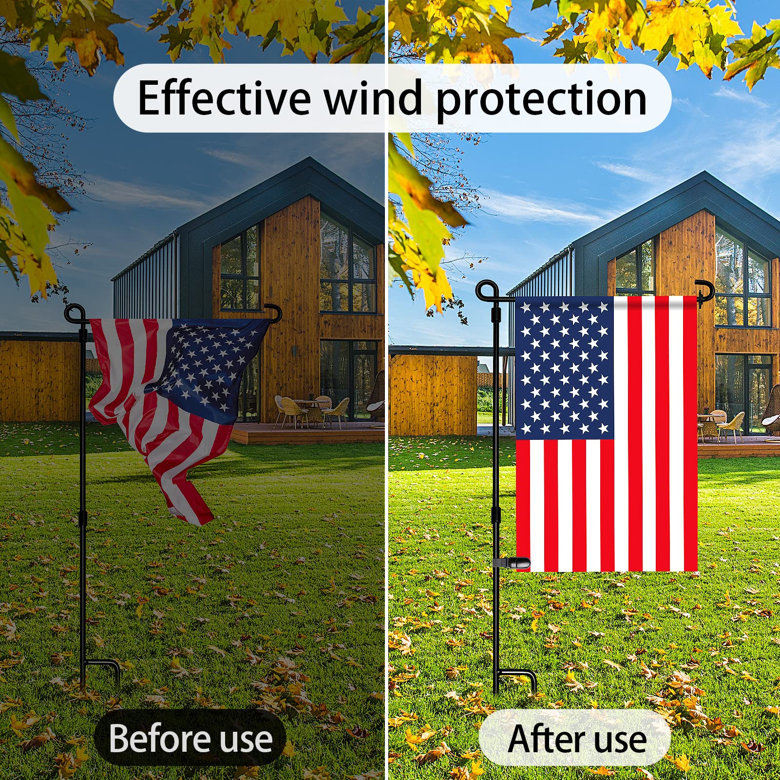 HOOSUN 20 Pack Garden Flag Clips and Stoppers - Heavy Duty Tiger Clips for Small Flags, Decorative Flag Holder Accessories with Rubber Stoppers - Perfect for Seasonal Yard Decor, Patio, and Front Porch Display