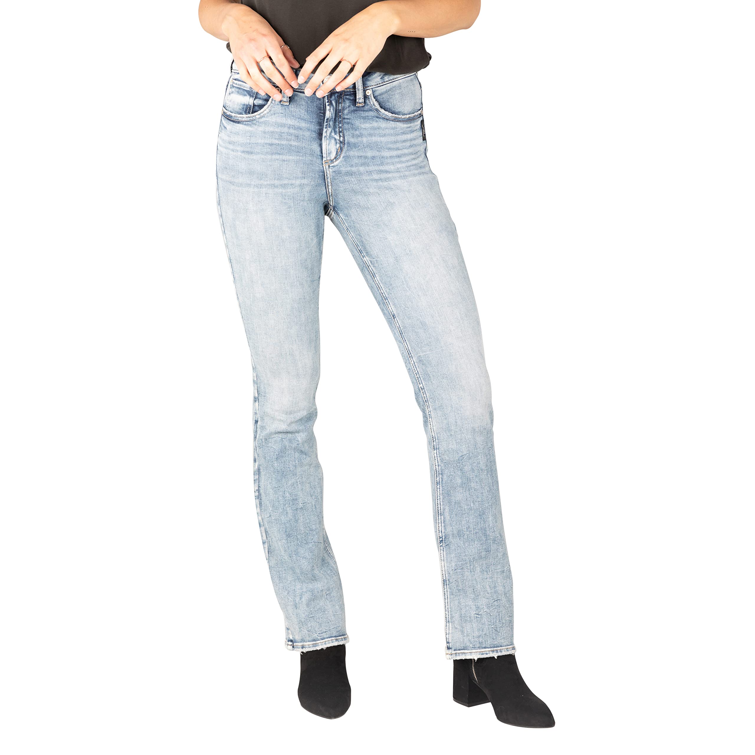 Silver Jeans Co. Women's Avery High Rise Slim Bootcut Jeans - Stretch Denim Pants for Casual & Work Wear | Perfect for Office, Dating & Night Out